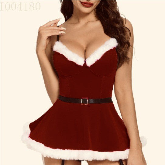 Maelis – Santa Velvet Corset Babydoll