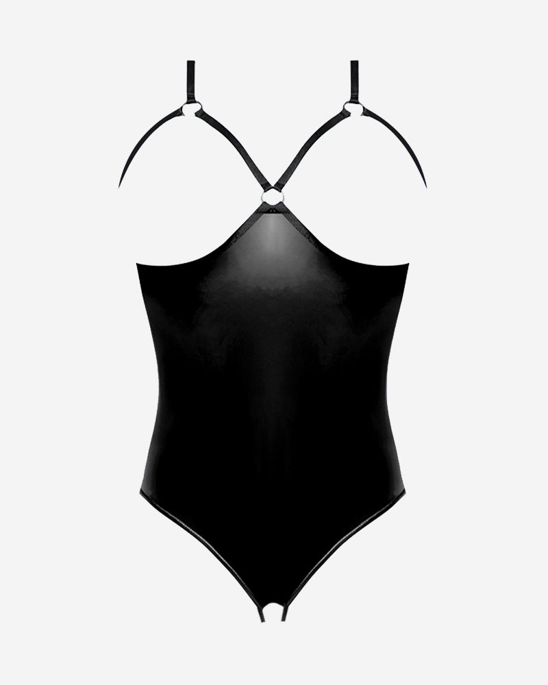Zeraphielle – Leather PU Crotchless Teddy