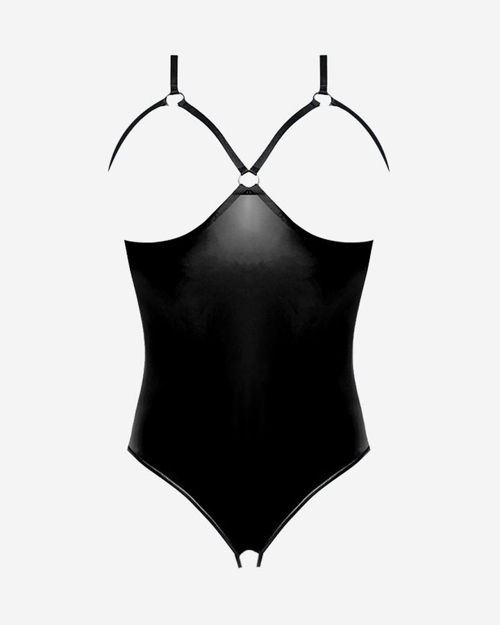 Zeraphielle – Leather PU Crotchless Teddy