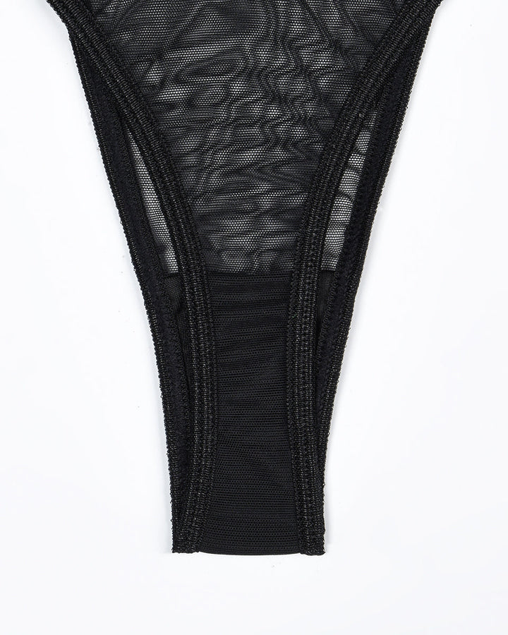 Marivienne – Four-Piece Sheer Mesh Lingerie Set