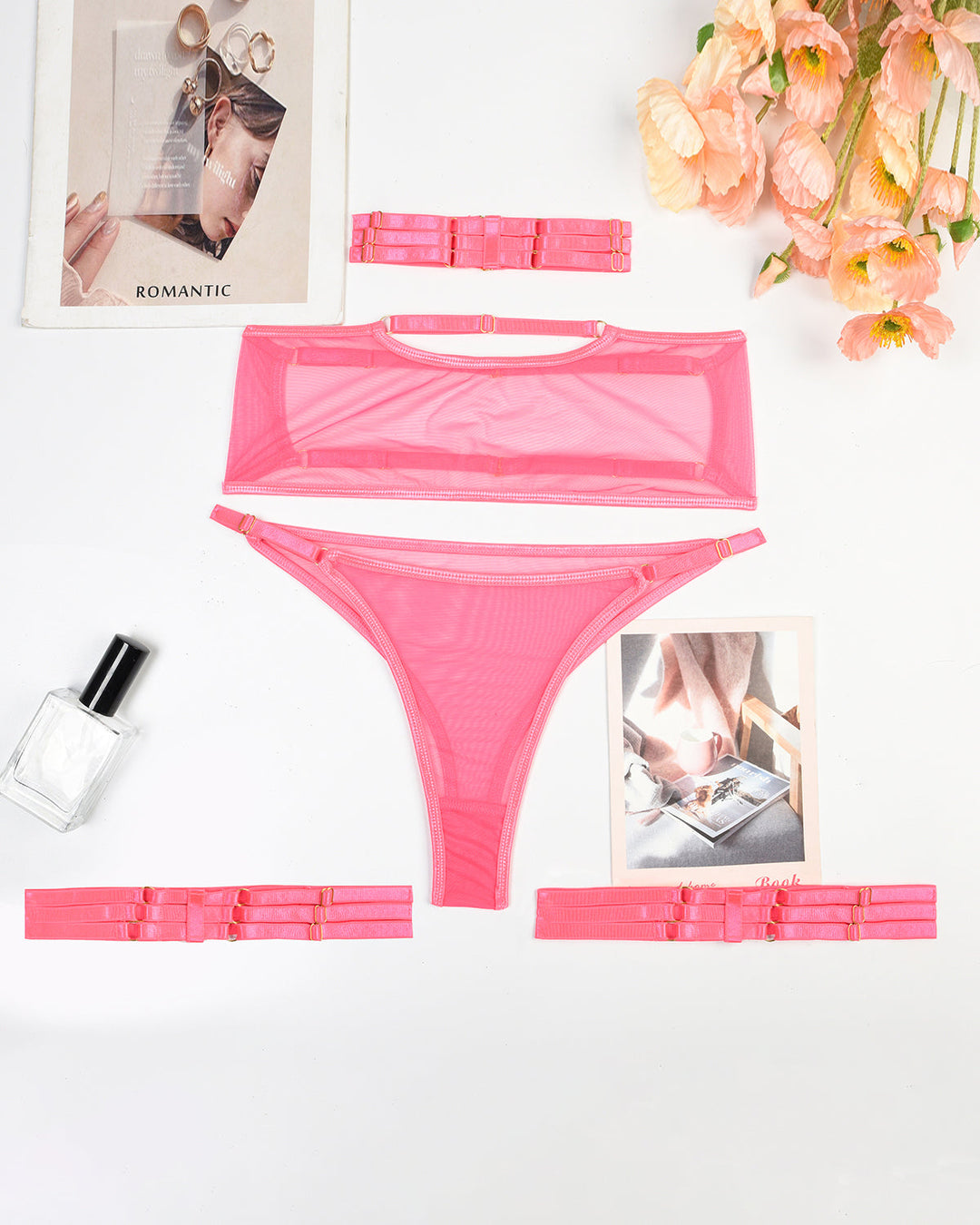 Marivienne – Four-Piece Sheer Mesh Lingerie Set