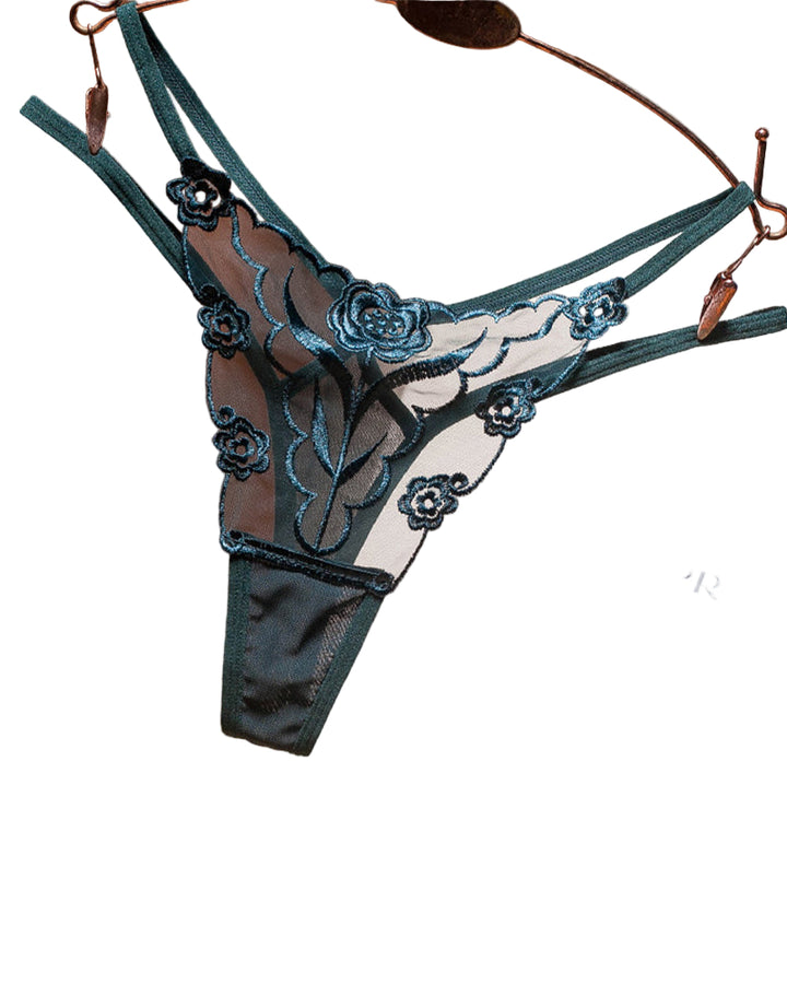 Cyralisseya – Rose Embroidery Mesh Thong