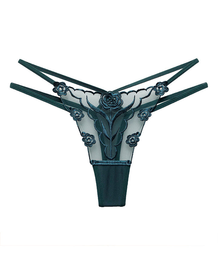 Cyralisseya – Rose Embroidery Mesh Thong