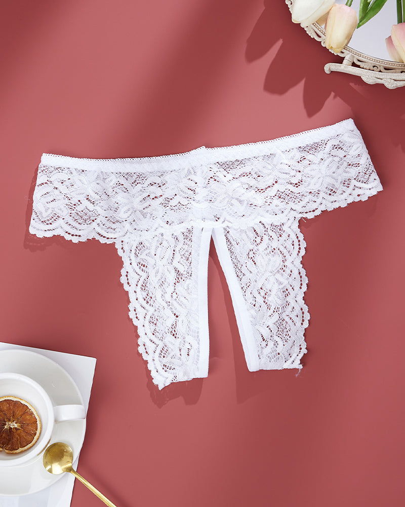 Calivara – Plus Size Open Crotch Lace Panties