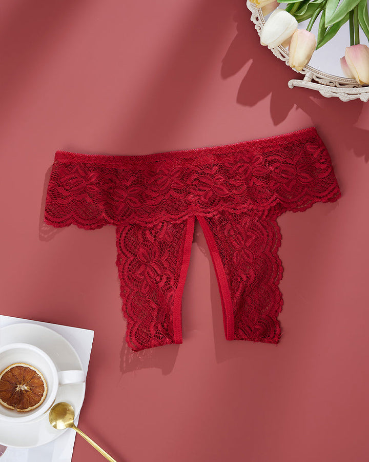 Calivara – Plus Size Open Crotch Lace Panties