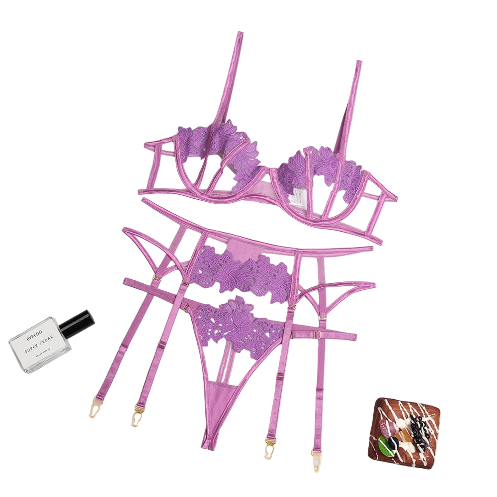 Ophelia – Lavender Floral Lingerie Set
