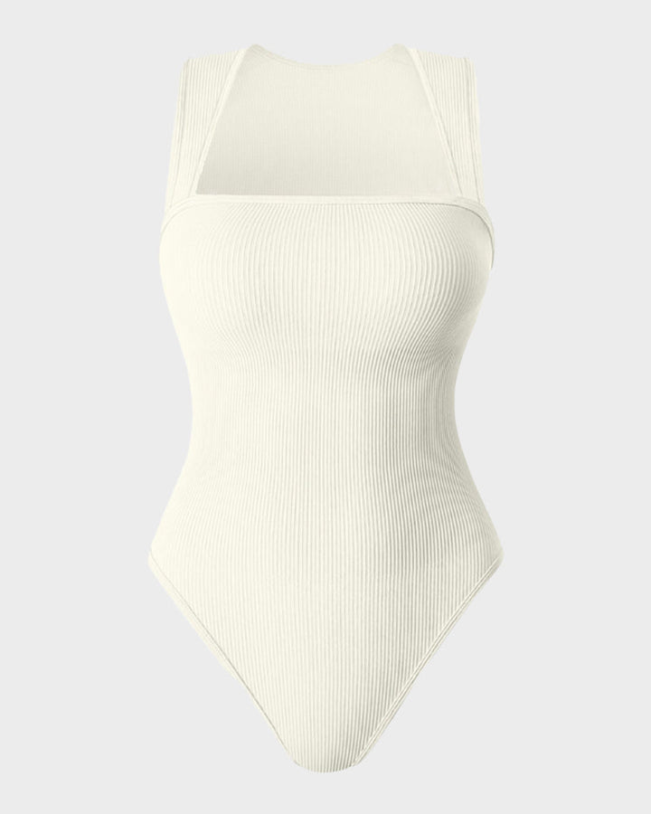 Calisandre – Ribbed Strappy Square Neck Bodysuit