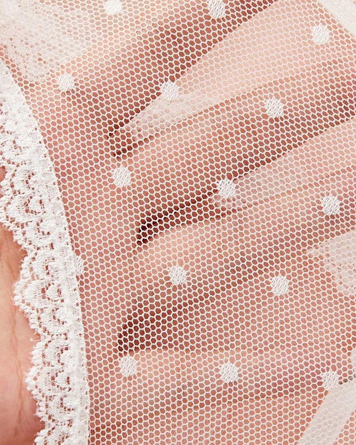 Velirisse – Floral Lace Polka Dot Mesh Pajamas
