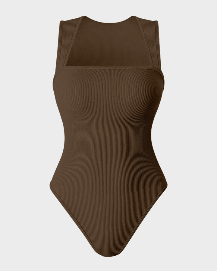 Calisandre – Ribbed Strappy Square Neck Bodysuit