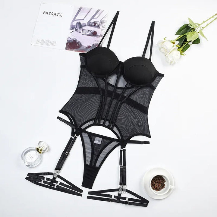 Selena – Satin Bustier Lingerie Set