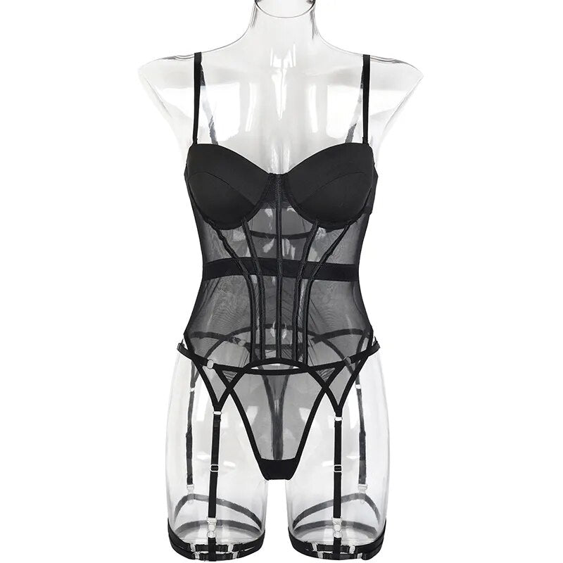 Selena – Satin Bustier Lingerie Set