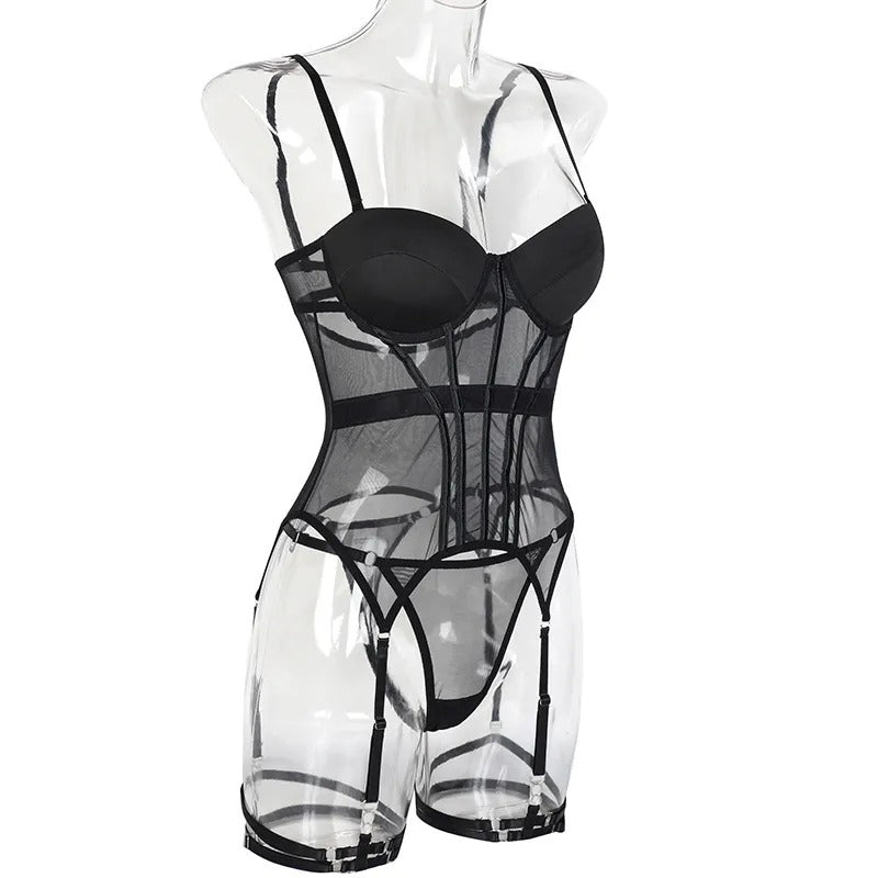 Selena – Satin Bustier Lingerie Set