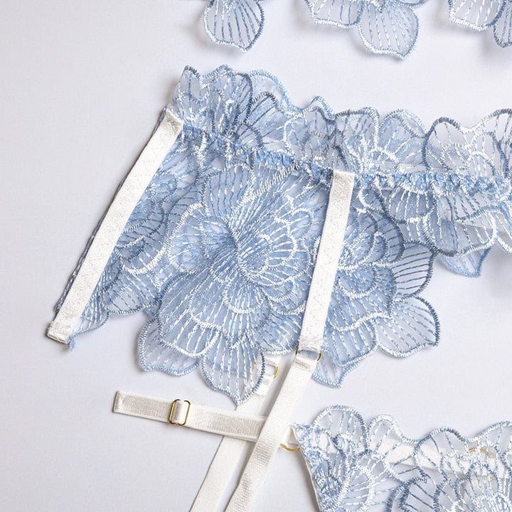 Juliette – Blue Floral Five-Piece Lingerie Set