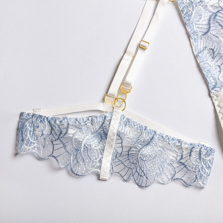 Juliette – Blue Floral Five-Piece Lingerie Set