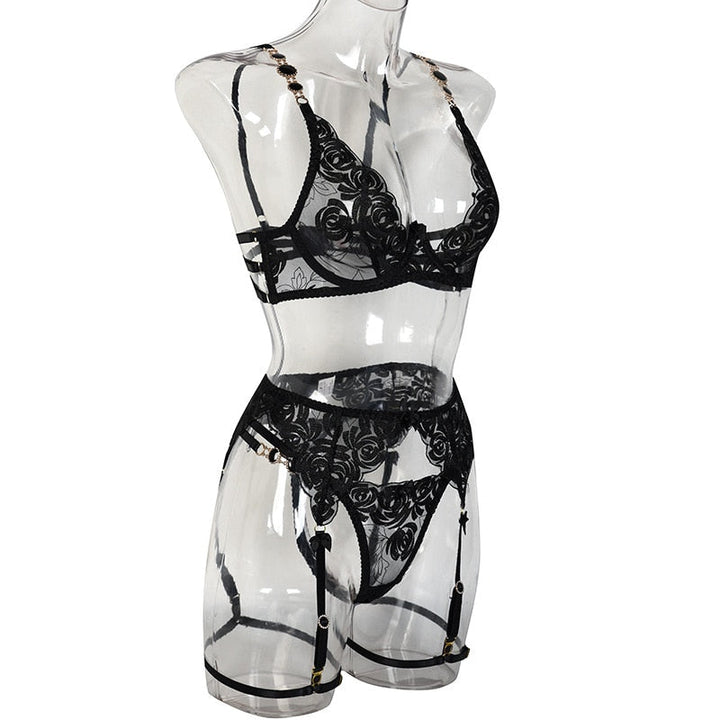 Helena – Black Lace Lingerie Set
