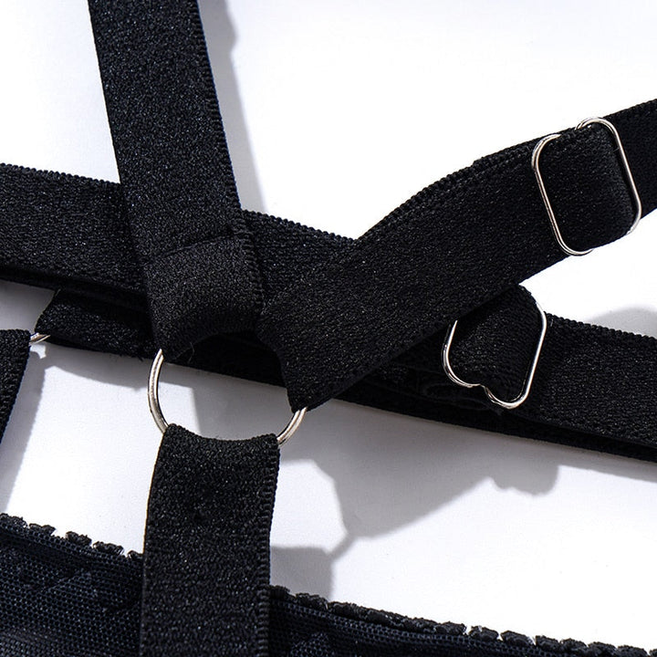 Isolde – Black Strappy Lingerie Set