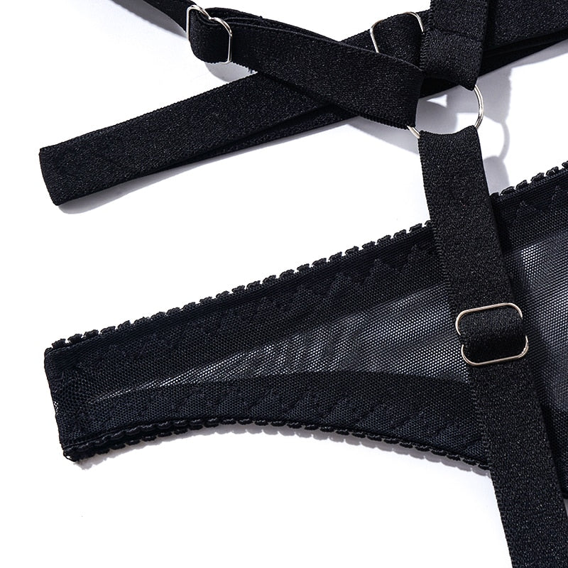 Isolde – Black Strappy Lingerie Set