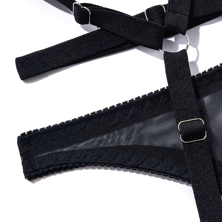 Isolde – Black Strappy Lingerie Set
