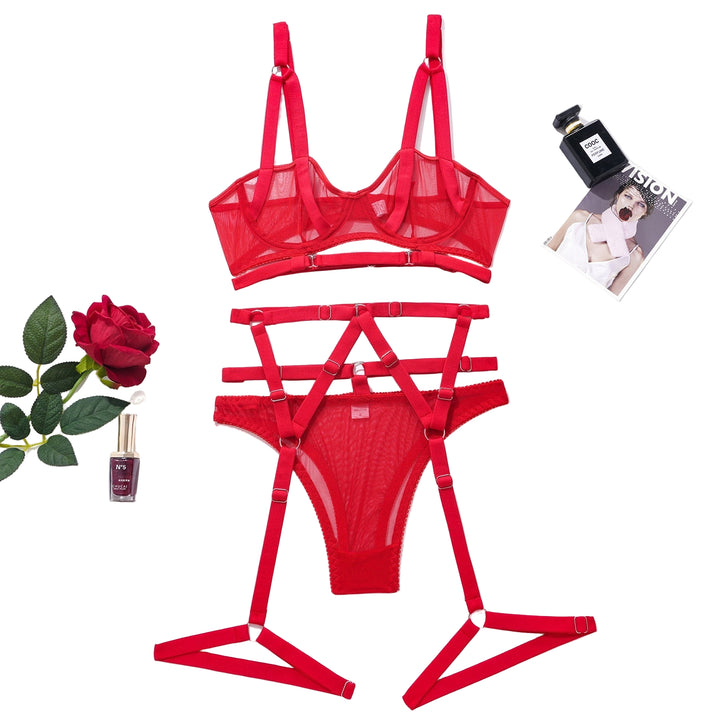 Valentina – Red Strappy Lingerie Set