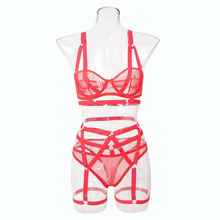 Valentina – Red Strappy Lingerie Set