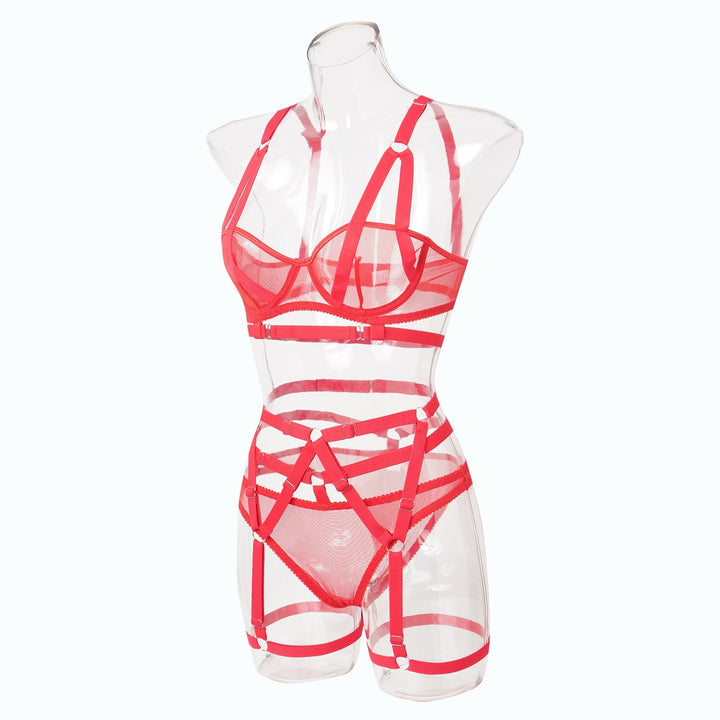 Valentina – Red Strappy Lingerie Set