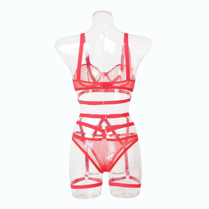 Valentina – Red Strappy Lingerie Set