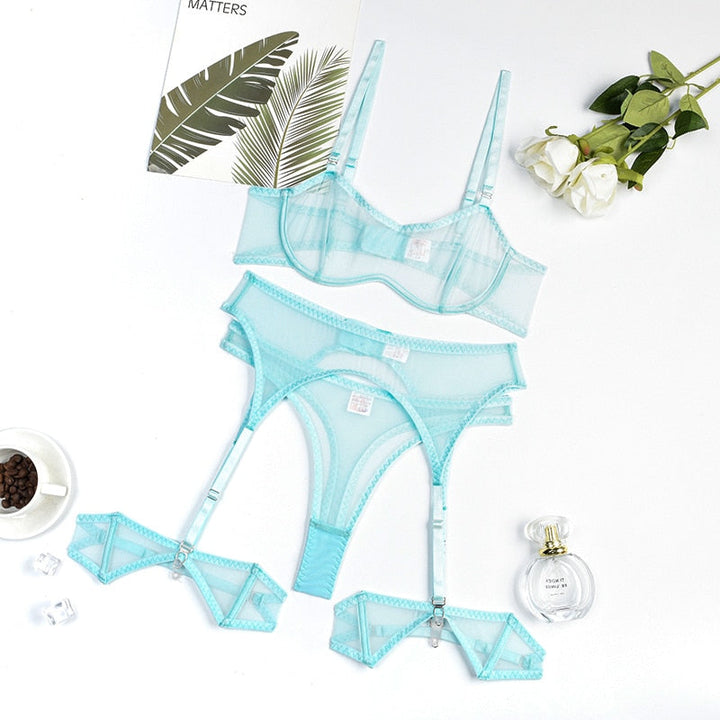 Fiora – Mint See-Through Lingerie Set