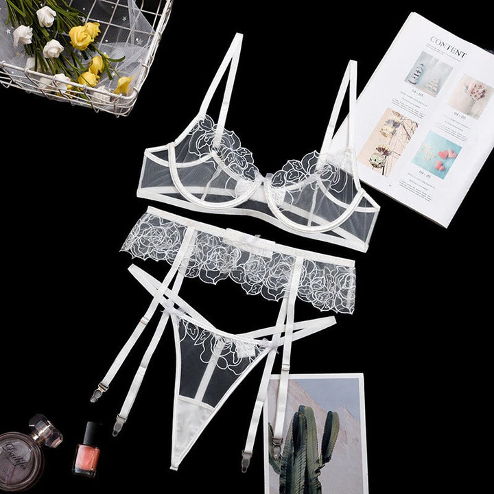 Liliana – White Flower Bridal Lingerie Set