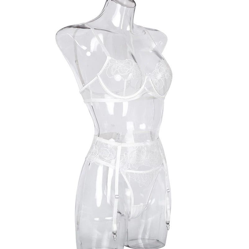 Liliana – White Flower Bridal Lingerie Set