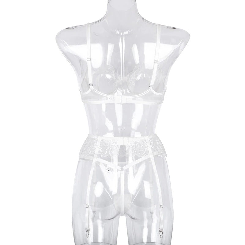 Liliana – White Flower Bridal Lingerie Set