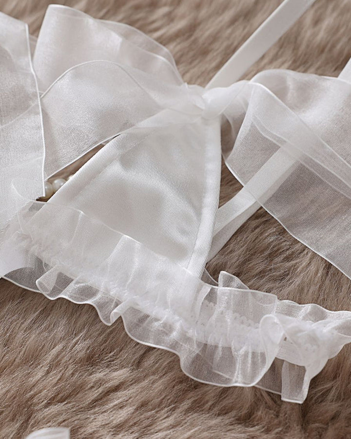 Aurivienneis – Pearl Bow Lace Lingerie Set