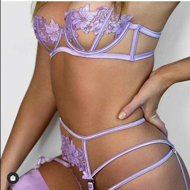Ophelia – Lavender Floral Lingerie Set