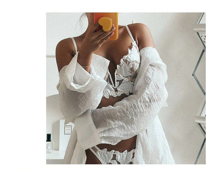 Evangeline – White Lace Embroidered Set