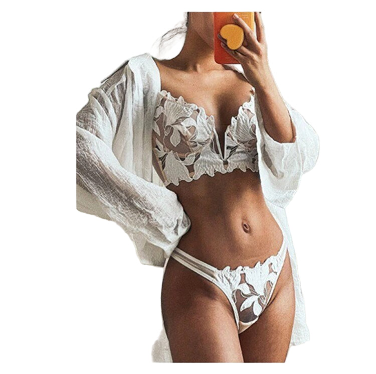 Evangeline – White Lace Embroidered Set