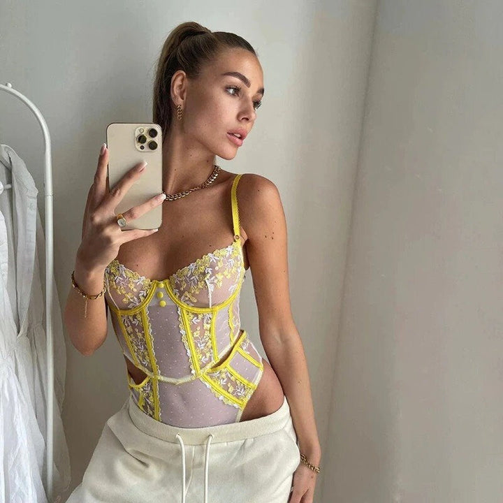 Aurora – Floral Embroidery Bodysuit