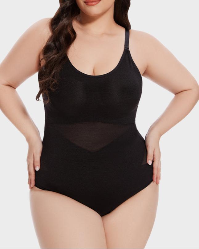 Olivyana – Criss-Cross Mesh Sculpting Bodysuit