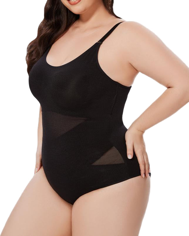 Olivyana – Criss-Cross Mesh Sculpting Bodysuit