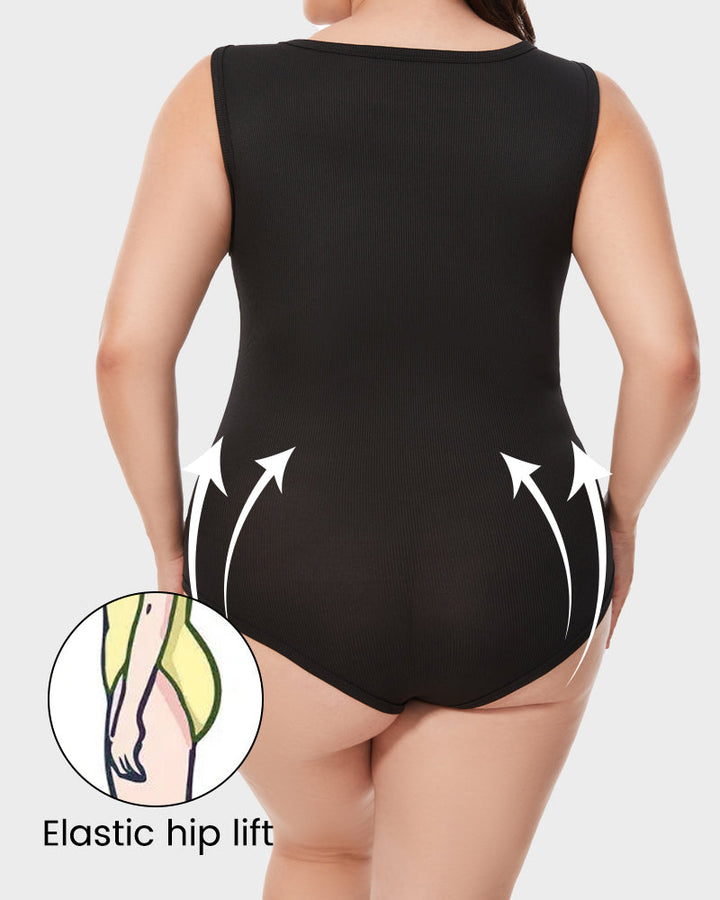 Calisandre – Ribbed Strappy Square Neck Bodysuit