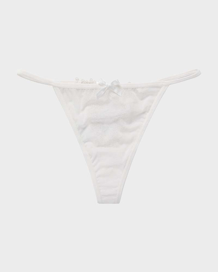 Calyndriae – Lace-Trim Mesh V-String Panty