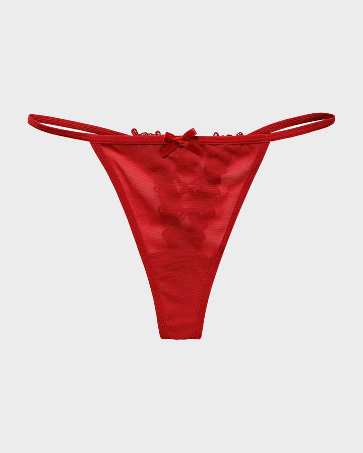 Calyndriae – Lace-Trim Mesh V-String Panty