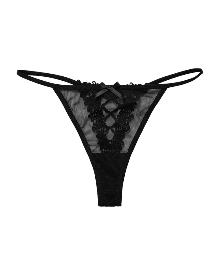 Calyndriae – Lace-Trim Mesh V-String Panty