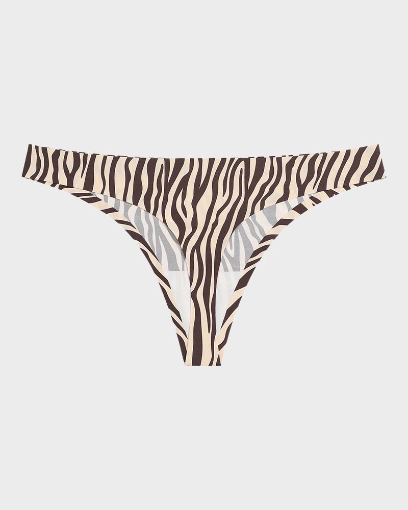Valeriannea – Low-Rise Animal Print Seamless Thong