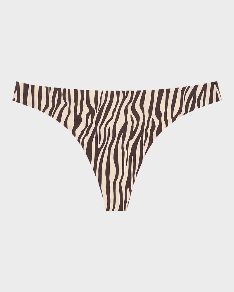 Valeriannea – Low-Rise Animal Print Seamless Thong