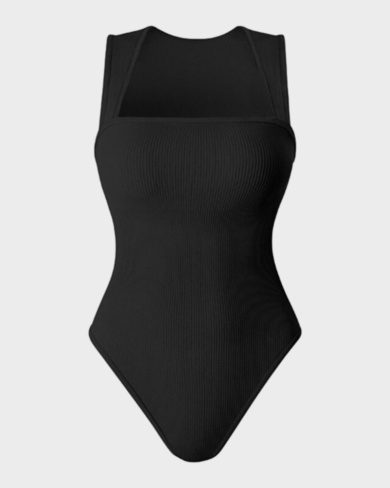 Calisandre – Ribbed Strappy Square Neck Bodysuit