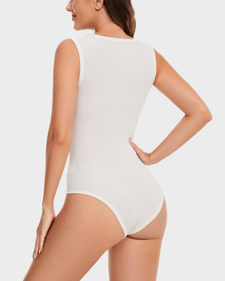 Calisandre – Ribbed Strappy Square Neck Bodysuit