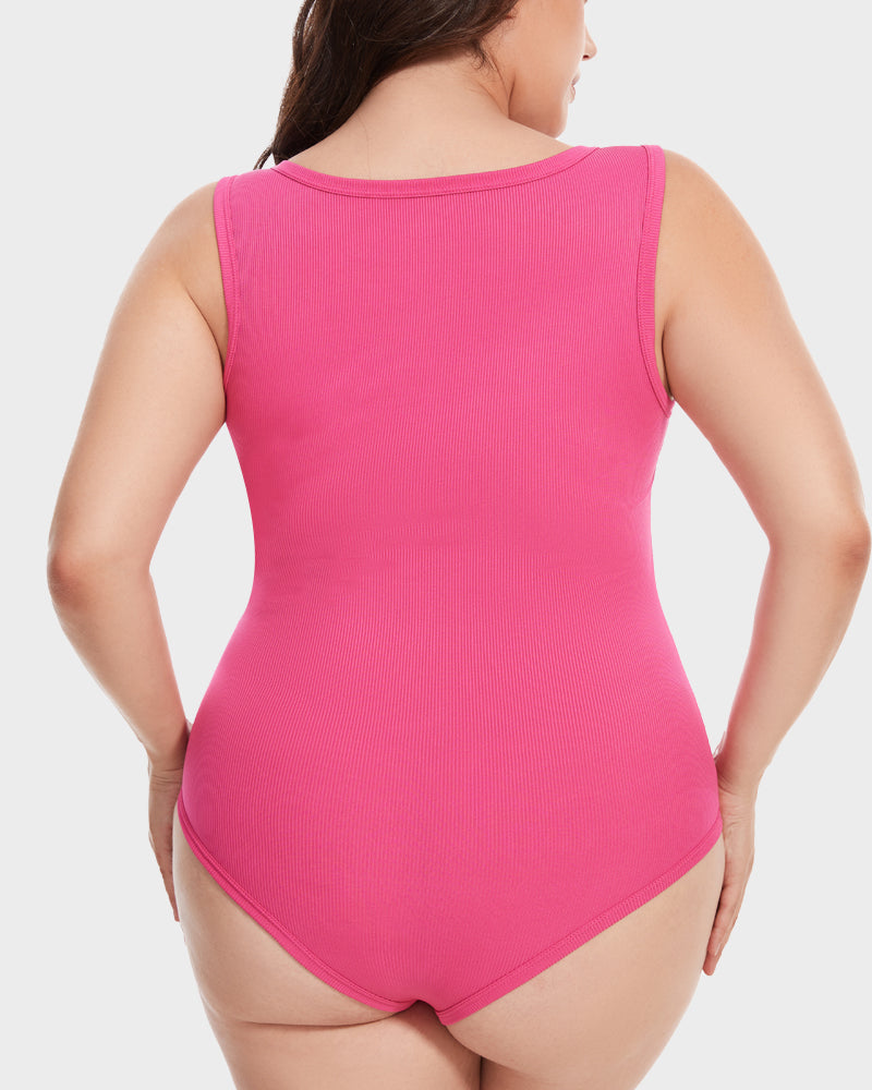 Calisandre – Ribbed Strappy Square Neck Bodysuit