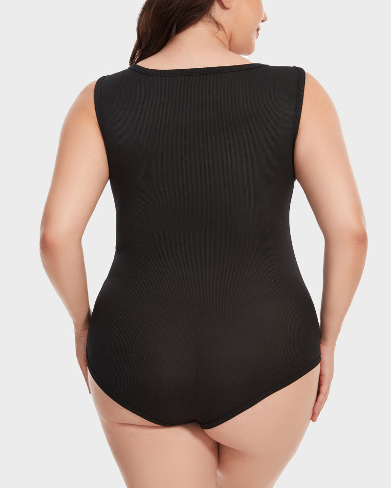 Calisandre – Ribbed Strappy Square Neck Bodysuit