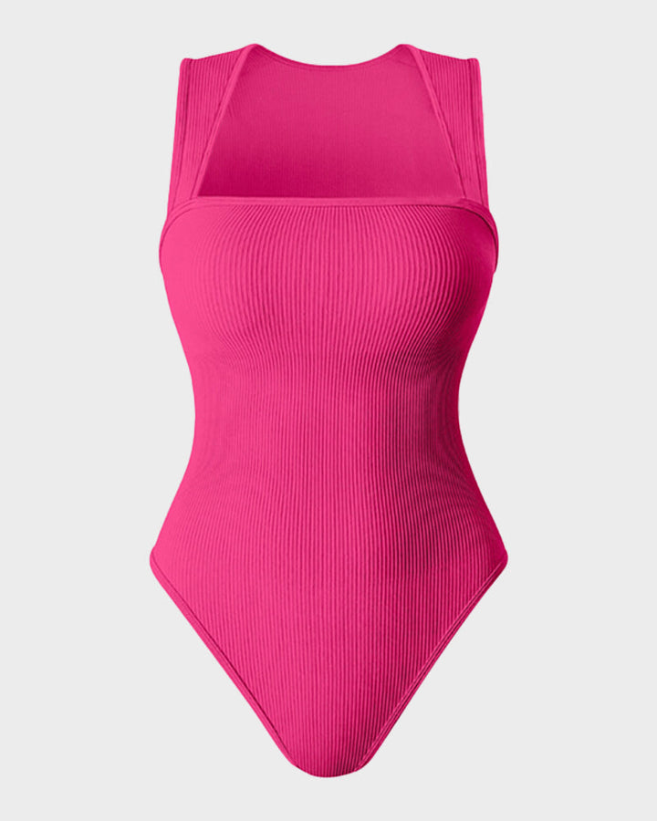 Calisandre – Ribbed Strappy Square Neck Bodysuit