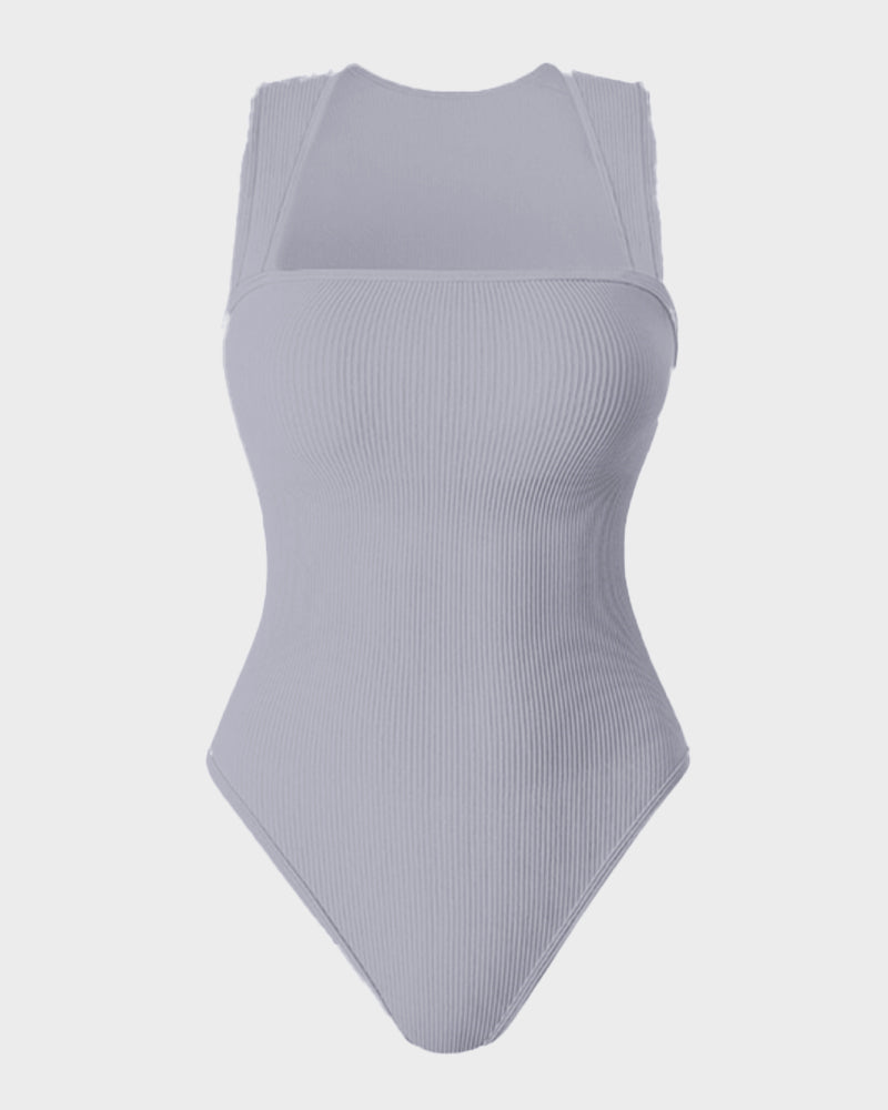 Calisandre – Ribbed Strappy Square Neck Bodysuit