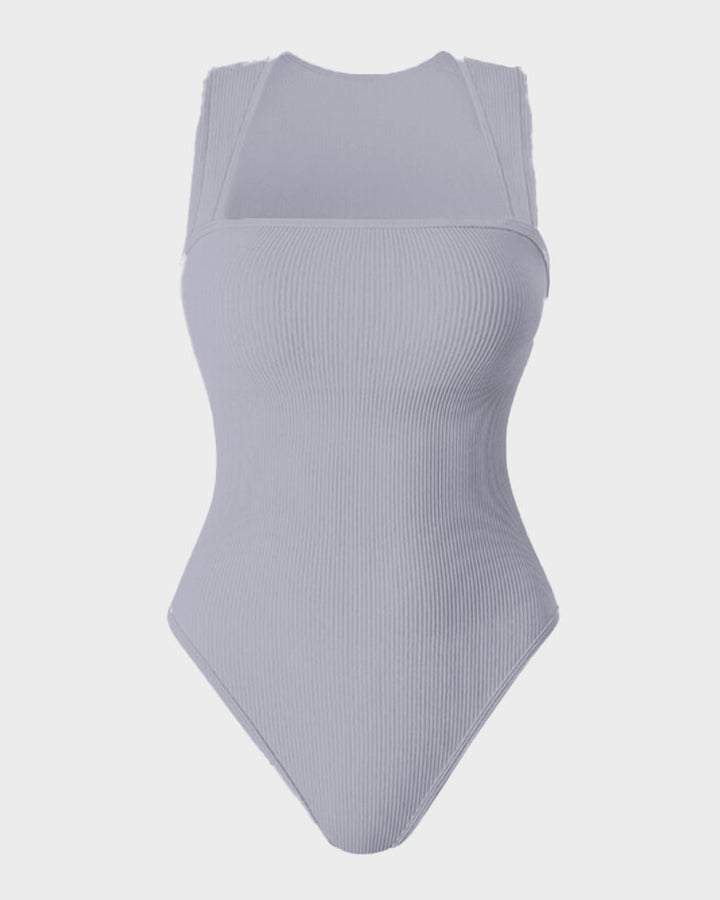 Calisandre – Ribbed Strappy Square Neck Bodysuit